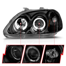 Load image into Gallery viewer, Anzo Projector Headlights Honda Civic EK (96-98) Black Housing w/ LED Halo Alternate Image