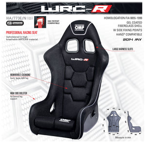 OMP WRC-R Fiberglass Racing Seats (Black) Fixed Back