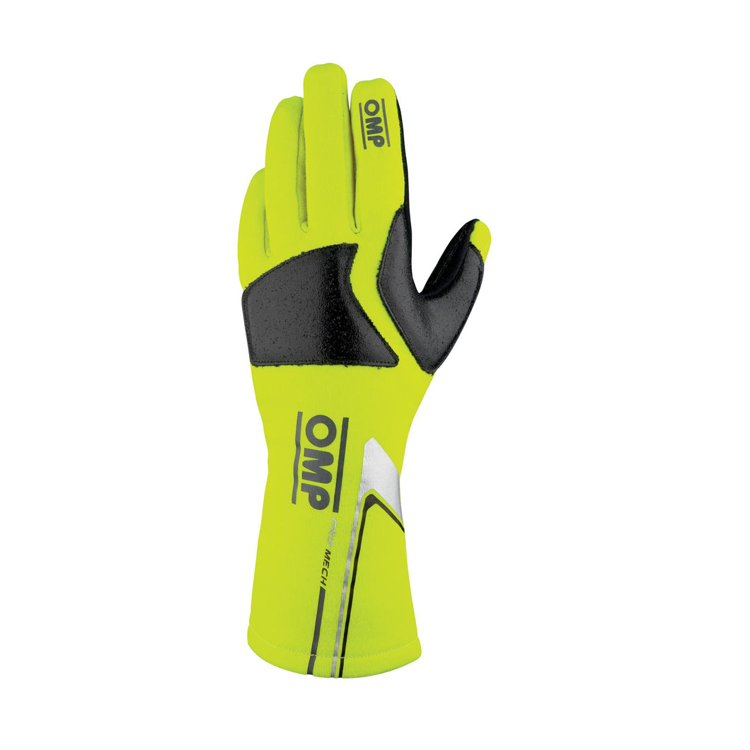 OMP Pro Mech-S Gloves [FIA 8856-2018 - Fireproof Mechanic / Pitcrew Gloves] Fluo Yellow