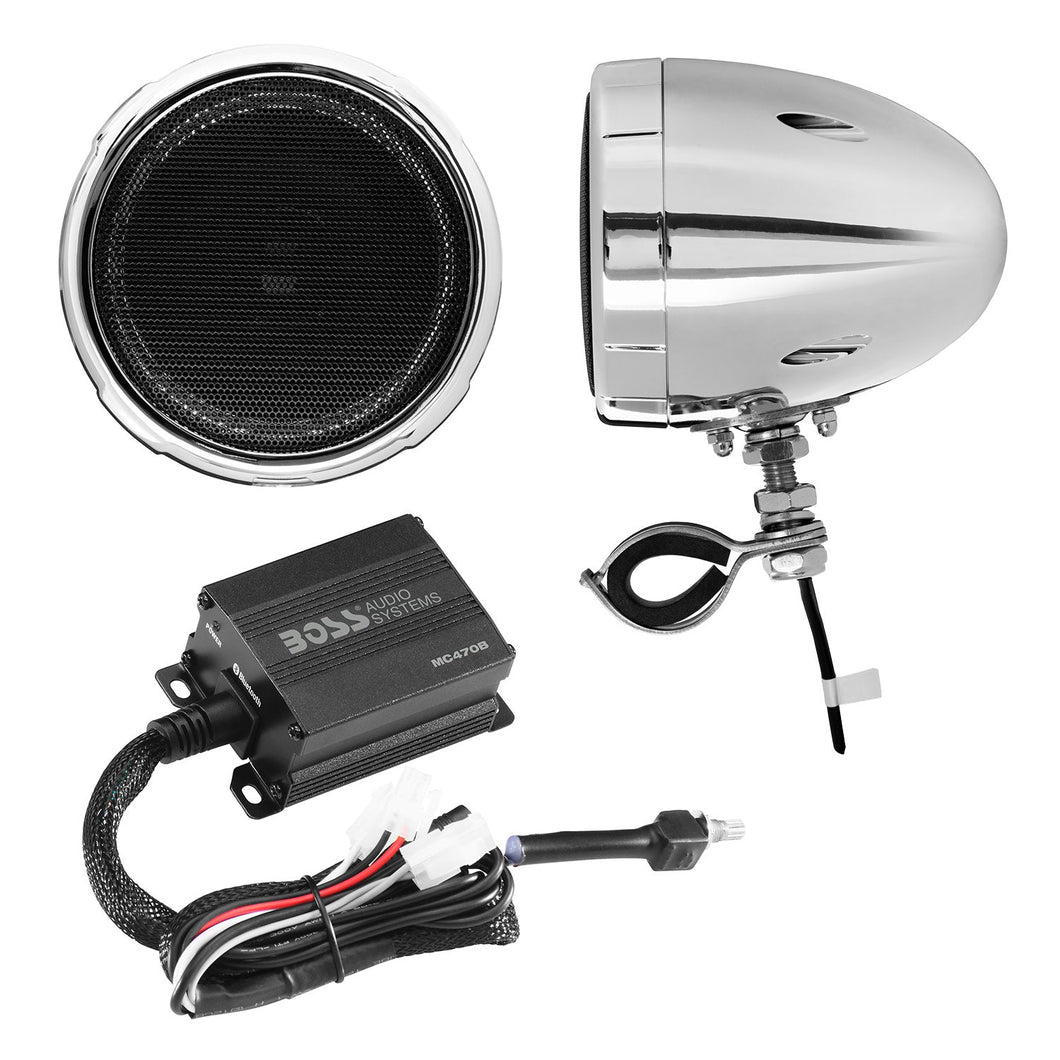 Boss Audio Systems Motorcycle Speaker (Chrome) 1000 Watt Amplifier/ Bluetooth/ 3