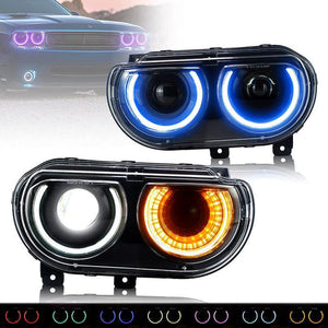 Auto Addict Headlights Dodge Challenger (08-14) LED RGB Color Change Projector Lights