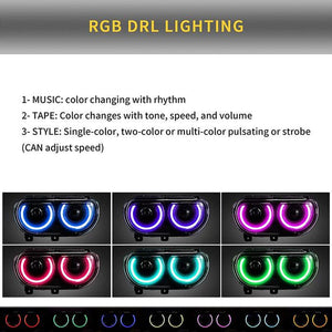 Auto Addict Headlights Dodge Challenger (08-14) LED RGB Color Change Projector Lights