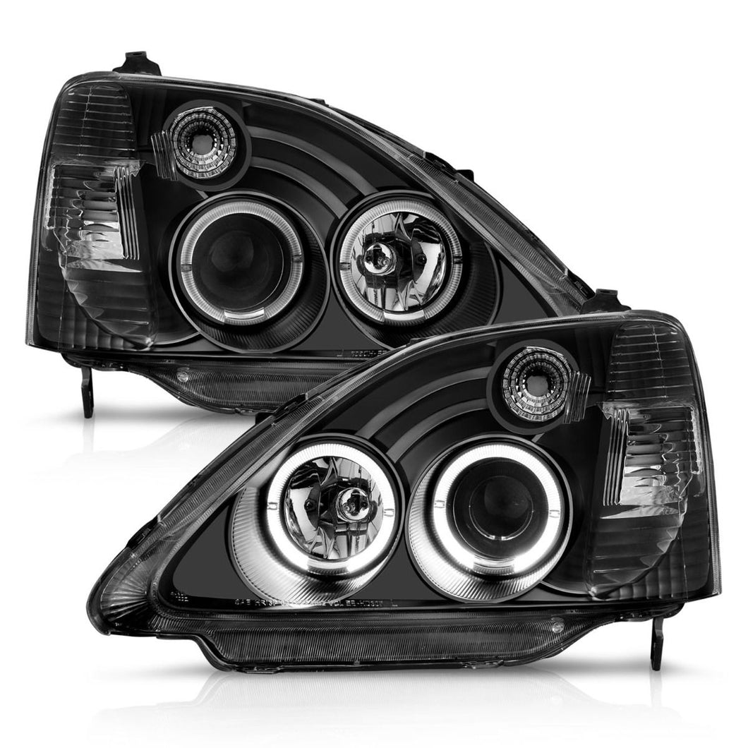 Anzo Projector Headlights Honda Civic Si EP3 (02-03) Black w/ LED Halo