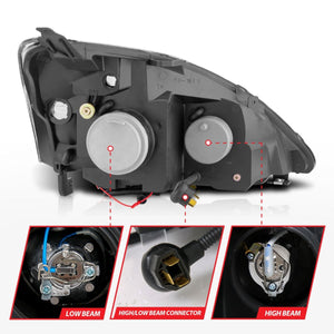 Anzo Projector Headlights Honda Civic Si EP3 (02-03) Black w/ LED Halo