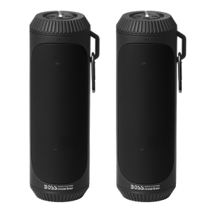 Boss Audio System BOLT Portable Bluetooth Speaker - Black (Pair) with TWS, Flashlight, and Weatherproof Design