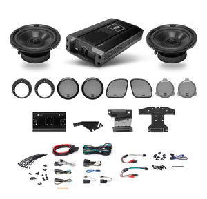 Boss Audio Systems Harley Davidson Bike Front Speakers Kit System - 4 Channel Amplifier/ 6.5 Inch Full Range 300-Watt Speakers BHD3F