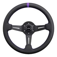 Load image into Gallery viewer, DND Leather Race Wheel (50mm, 350mm) 6 bolt Black / Purple / Red / Gray Alternate Image