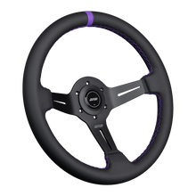 Load image into Gallery viewer, DND Leather Race Wheel (50mm, 350mm) 6 bolt Black / Purple / Red / Gray Alternate Image