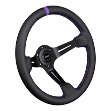 Load image into Gallery viewer, DND Leather Race Wheel (75mm, 350mm) 6 bolt Black / Purple / Red / Gray / Blue / Tan Alternate Image