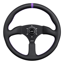 Load image into Gallery viewer, DND Leather Touring Steering Wheel (50mm Deep, 350mm) 6 Bolt - Red / Gray / Purple Alternate Image