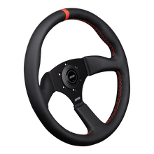 Load image into Gallery viewer, DND Leather Touring Steering Wheel (50mm Deep, 350mm) 6 Bolt - Red / Gray / Purple Alternate Image