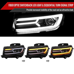 Spec-D Projector Headlights Chevy Camaro (2014-2015) LED Sequential - Black / Chrome / Tinted