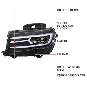 Spec-D Projector Headlights Chevy Camaro (2014-2015) LED Sequential - Black / Chrome / Tinted