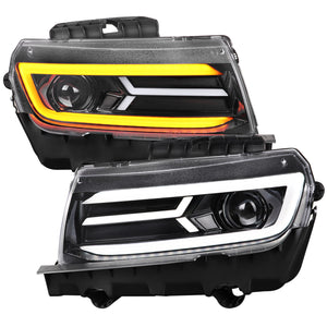 Spec-D Projector Headlights Chevy Camaro (2014-2015) LED Sequential - Black / Chrome / Tinted