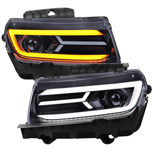 Spec-D Projector Headlights Chevy Camaro (2014-2015) LED Sequential - Black / Chrome / Tinted