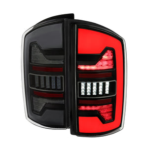 Spec-D LED Tail Lights Dodge Ram (07-08) 2500/3500 (07-09) Dynamic LED C Light Bar - Black / Chrome / Red