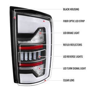 Spec-D LED Tail Lights Dodge Ram (07-08) 2500/3500 (07-09) Dynamic LED C Light Bar - Black / Chrome / Red