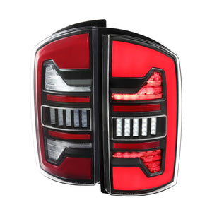 Spec-D LED Tail Lights Dodge Ram (07-08) 2500/3500 (07-09) Dynamic LED C Light Bar - Black / Chrome / Red