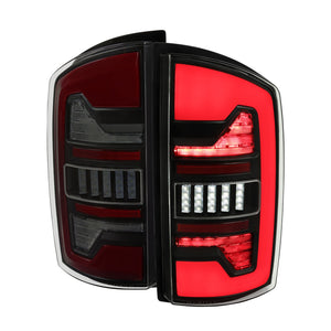 Spec-D LED Tail Lights Dodge Ram (07-08) 2500/3500 (07-09) Dynamic LED C Light Bar - Black / Chrome / Red