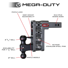 Load image into Gallery viewer, Gen-Y Hitch Mega Duty 32K Drop Hitch (2.5" or 3" Shank) 3″ Rise, 6″ Drop / 3″ Rise, 9″ Drop / 3″ Rise, 12″ Drop - 2.5" Hitch / 3″ Rise/ 6″ Drop / Hitch &amp; Dual-Ball Alternate Image