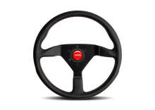 Load image into Gallery viewer, MOMO Steering Wheel (Montecarlo - Leather - Black / Red / Yellow / Blue Stitch) 320mm / 350mm - 320mm Red Alternate Image