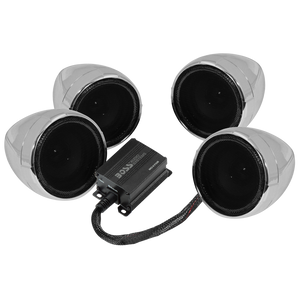 Boss Audio Systems Motorcycle Speaker (Chrome) 1000 Watt Amplifier/ Bluetooth/ 3" Speakers Pair MC470B