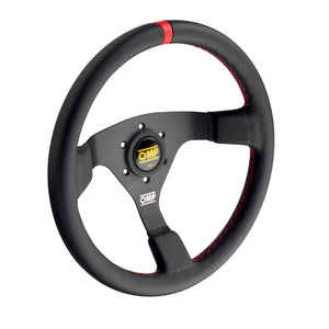 OMP WRC Steering Wheel [350mm Dished - Leather] Black or Black/Red