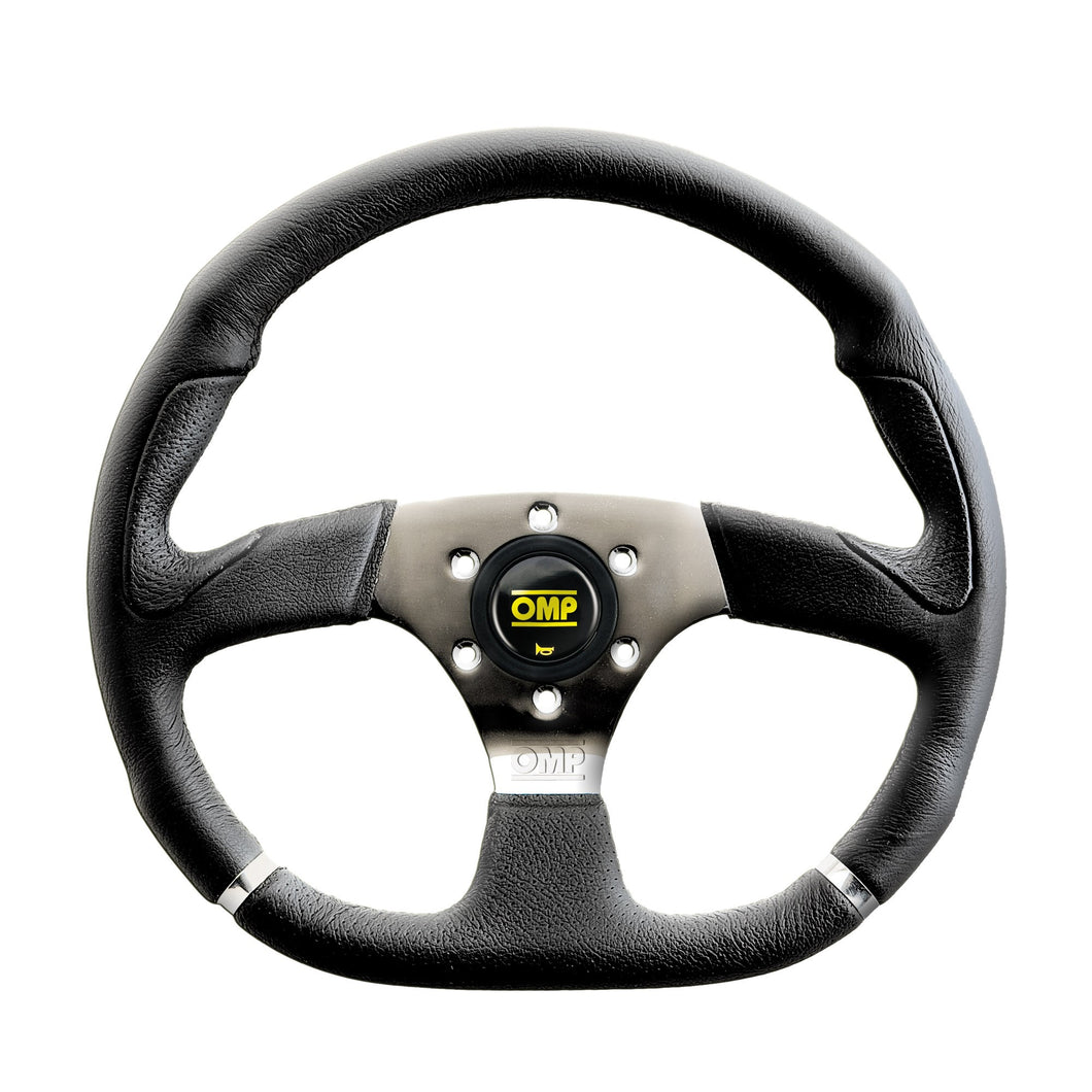 OMP Cromo 350mm Flat Bottom Steering Wheel - Black