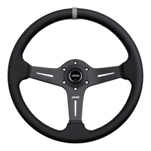 Load image into Gallery viewer, DND Carbon Fiber Perforated Leather Race Steering Wheel (60mm Deep, 350mm) 6 Bolt - Gray / Purple / Red Alternate Image