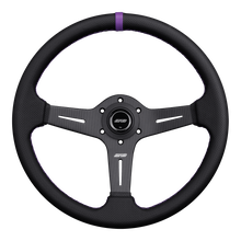 Load image into Gallery viewer, DND Carbon Fiber Perforated Leather Race Steering Wheel (60mm Deep, 350mm) 6 Bolt - Gray / Purple / Red Alternate Image
