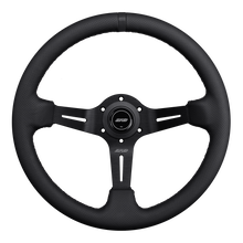 Load image into Gallery viewer, DND Perforated Leather Race Wheel (75mm Deep, 350mm) 6 Bolt - Grey / Purple / Red / Black / Blue / Tan Alternate Image