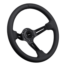 Load image into Gallery viewer, DND Perforated Leather Race Wheel (75mm Deep, 350mm) 6 Bolt - Grey / Purple / Red / Black / Blue / Tan Alternate Image
