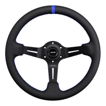 Load image into Gallery viewer, DND Perforated Leather Race Wheel (75mm Deep, 350mm) 6 Bolt - Grey / Purple / Red / Black / Blue / Tan Alternate Image