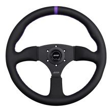 Load image into Gallery viewer, DND Perforated Leather Touring Wheel (50mm deep, 350mm) 6 bolt Purple / Red / Gray Alternate Image