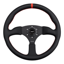 Load image into Gallery viewer, DND Perforated Leather Touring Wheel (50mm deep, 350mm) 6 bolt Purple / Red / Gray Alternate Image