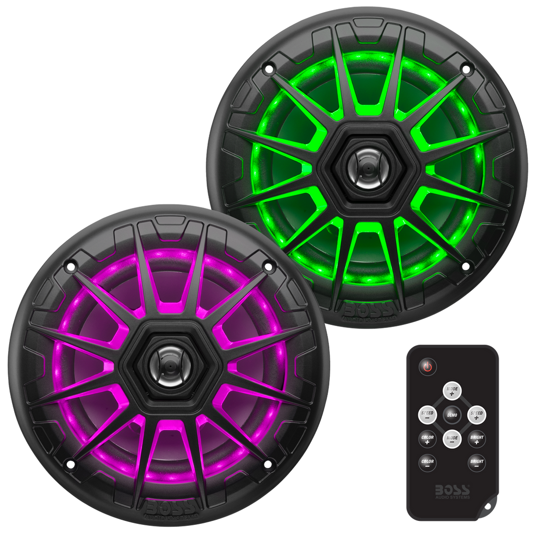 Boss Audio Systems RGB Marine Speakers - 150 or 200 Watts Per Pair, Weatherproof, Full Range, 2 Way, Sold in Pairs - 5.25 or 6.5 Inch Options