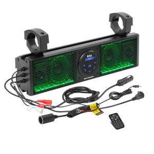 Boss Audio Systems ATV / UTV Bar Mount Soundbar - 4 Inch Speakers/ 1" Tweeters/ Full Range/ IPX5 Weatherproof/ Bluetooth/ Built-in Amplifier/ USB Port - RGB and Non-RGB