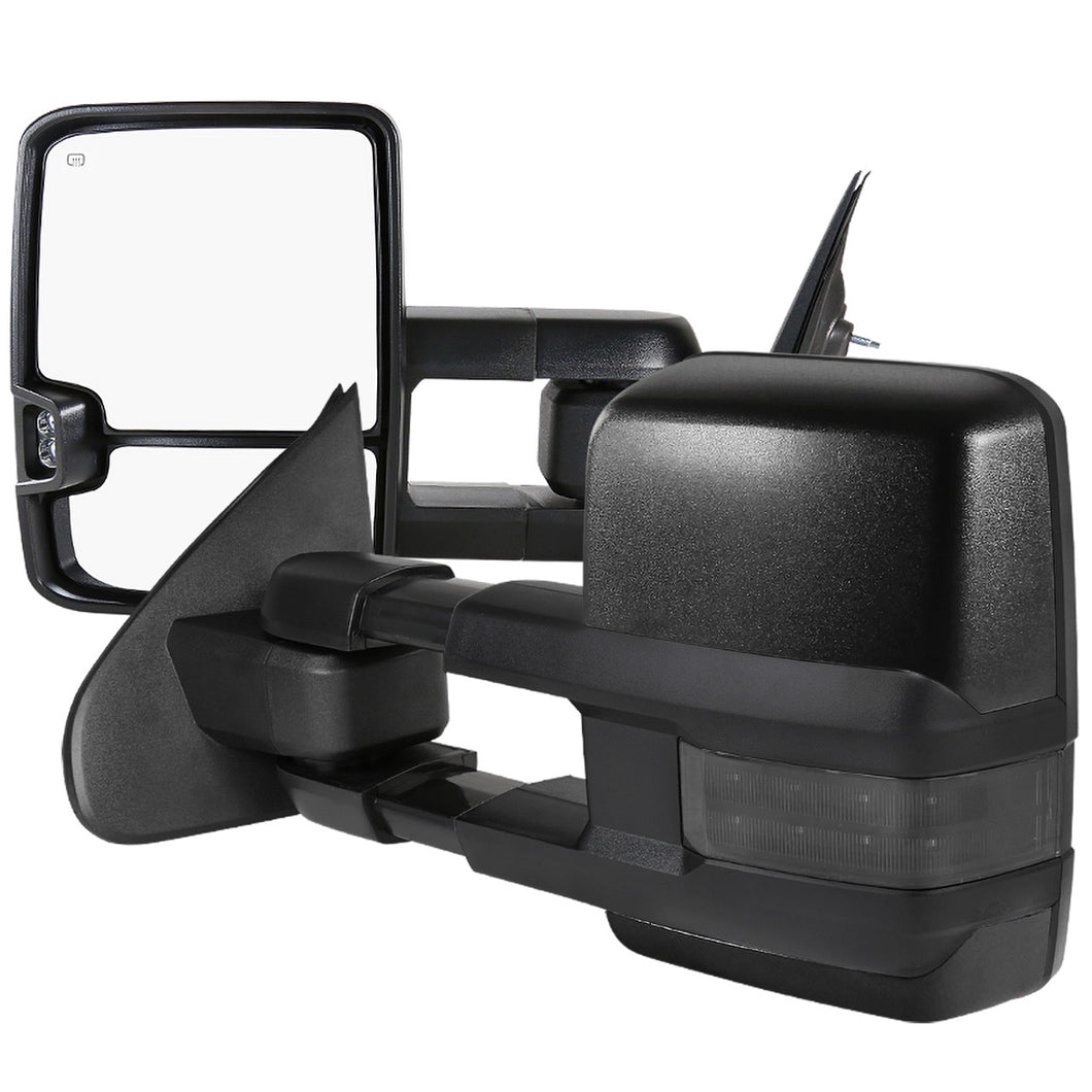 Spec D Towing Mirrors Chevy Silverado 1500 (2014–2018) Power Adjustable w/ LED Turn Signal - Black or Chrome Housing