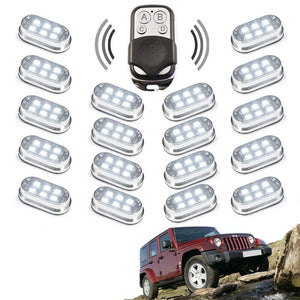 XKGlow Ultrabright 60 White LED Remote Fender Rock Light Kit - 10 or 18 PODs