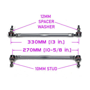 Godspeed Adjustable Universal Sway Bar End Links - 270mm to 330mm (10-5/8" to 13") Stud-to-Stud