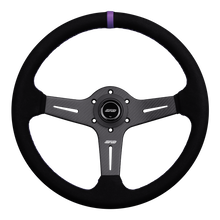Load image into Gallery viewer, DND Carbon Fiber Suede Race Steering Wheel (60mm Deep, 350mm) 6 Bolt Purple / Red / Gray Alternate Image