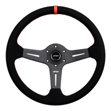 Load image into Gallery viewer, DND Carbon Fiber Suede Race Steering Wheel (60mm Deep, 350mm) 6 Bolt Purple / Red / Gray Alternate Image