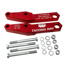 Load image into Gallery viewer, SXTH Element CNC machined 7075 billet aluminum rear recovery points for 2024-2026 Toyota Tacoma 4th gen, 11000 lb rated, available in black or red anodized, sold as a pair - Red Alternate Image