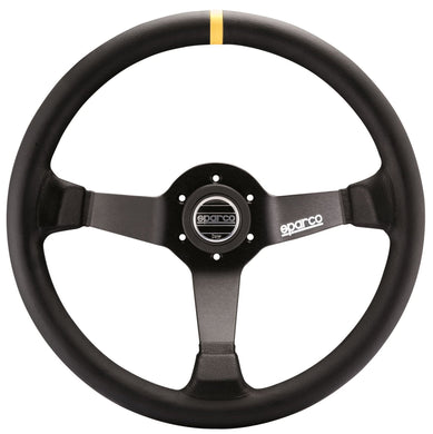 250.00 SPARCO Competition P 345 Steering Wheel (350mm) Suede or Leather w/ Yellow Stripe - Redline360