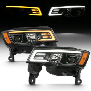 439.90 Anzo Projector Headlights Jeep Grand Cherokee (17-18) [LED Light Bar w/ Switchback Signal Light] Black or Chrome Housing - Redline360