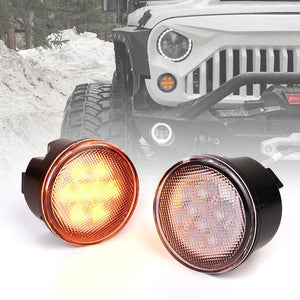 36.99 Xprite G2 LED Amber Turn Signal Light Jeep Wrangler (2007-2018) Clear / Smoke / Smoke with Star - Redline360