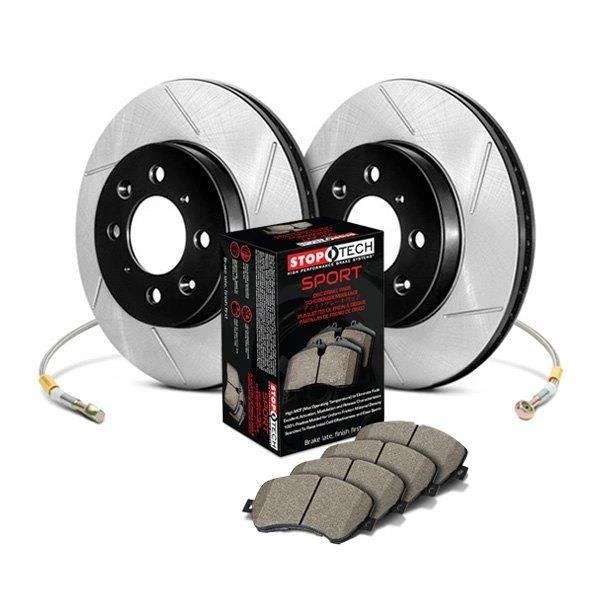 671.20 StopTech Sport Brakes Lancer EVO X/10 (08-15) Front/Rear - Slotted Rotors / Pads / Lines - Redline360