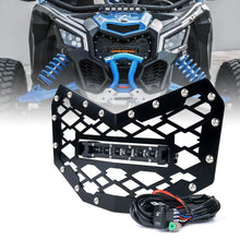 Load image into Gallery viewer, Xprite Black Steel Mesh Grille Can-Am Maverick X3 (2017-2018) w/ 8" LED Lightbar - UTV-CG-G1+C6A - Default Title Alternate Image