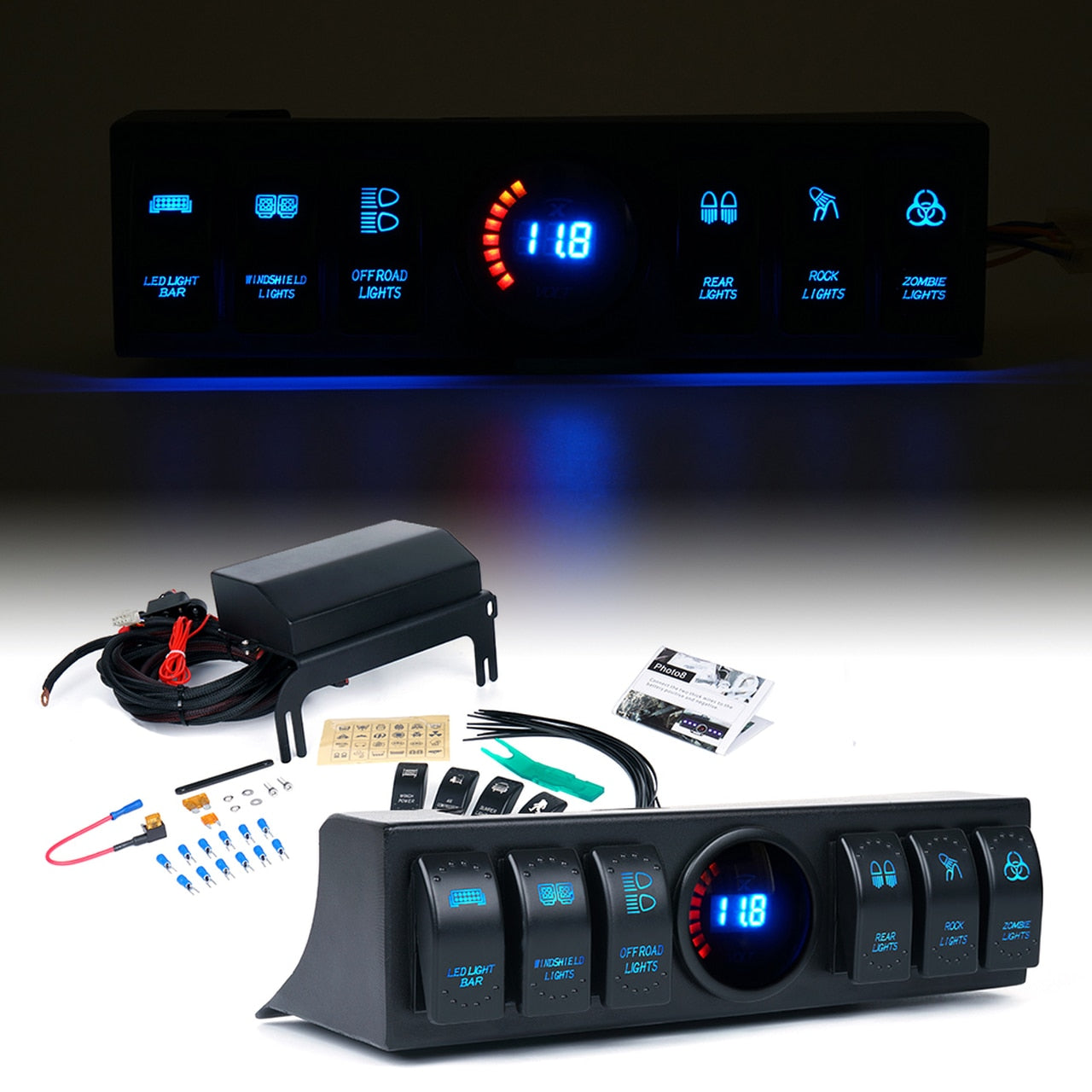 Xprite Rocker Switch Xprite G2 6 Rocker Switch Panel & System Relay Box Jeep JK & JKU (09-1