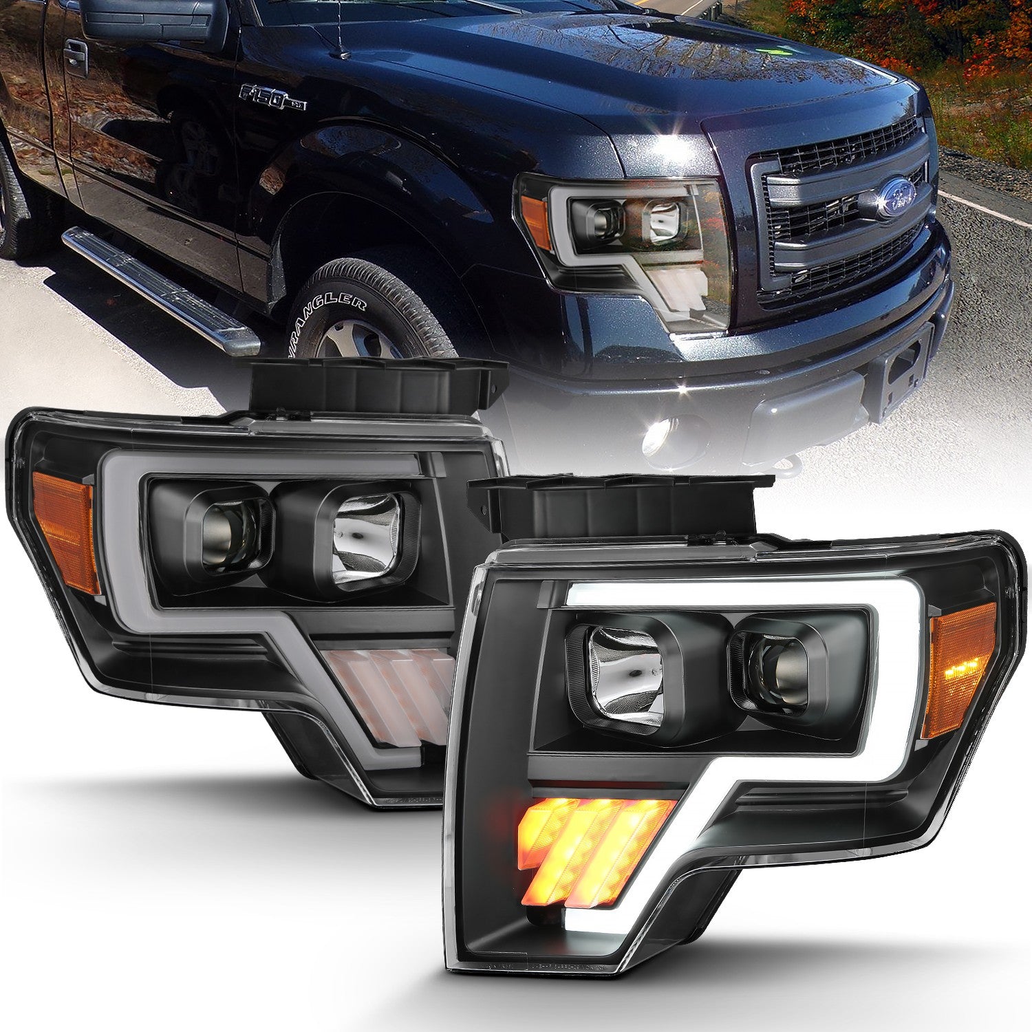 Anzo Projector Headlights Ford F150 (09-14) Black or Chrome - G4 Switc ...